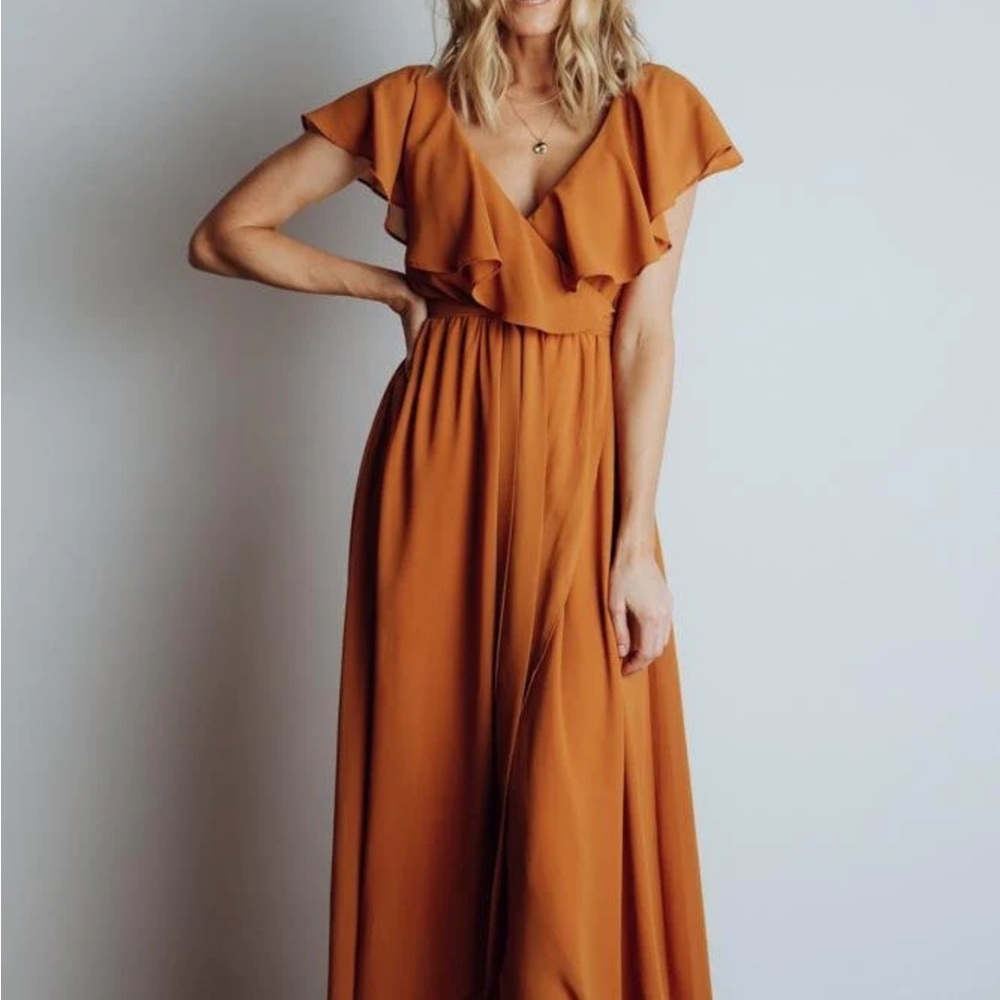 Baltic Born Katya Ruffle Maxi Dress Medium Amber Orange